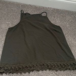 Dark green halter tank top.